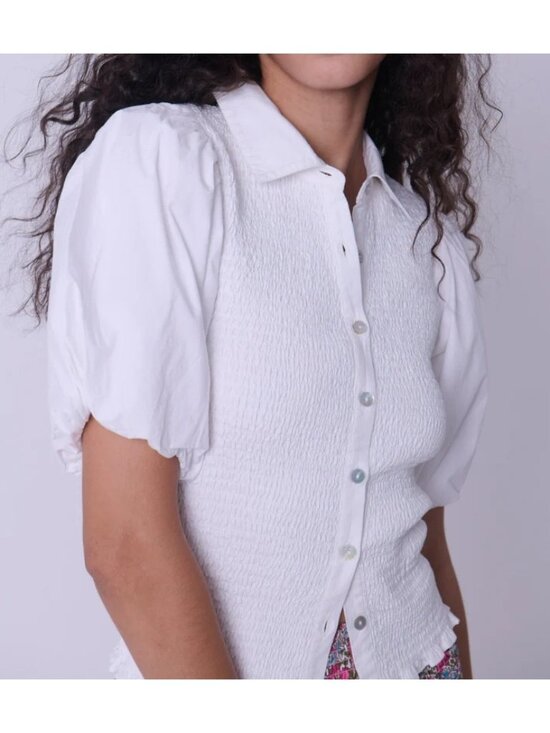 Love The Label Tops - Love The Label Women's White Puff Sleeve Short Sleeve Top Small New with Tag